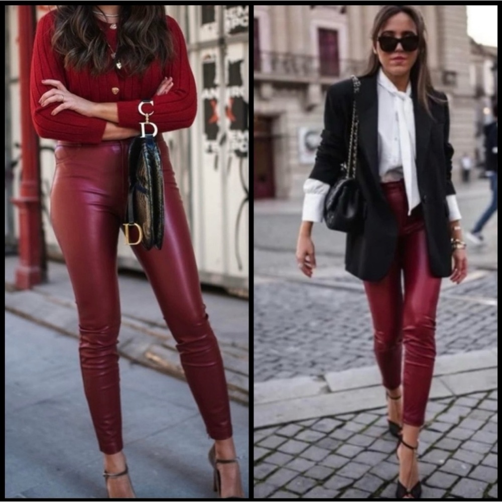 Zara Red Faux Leather Leggings!